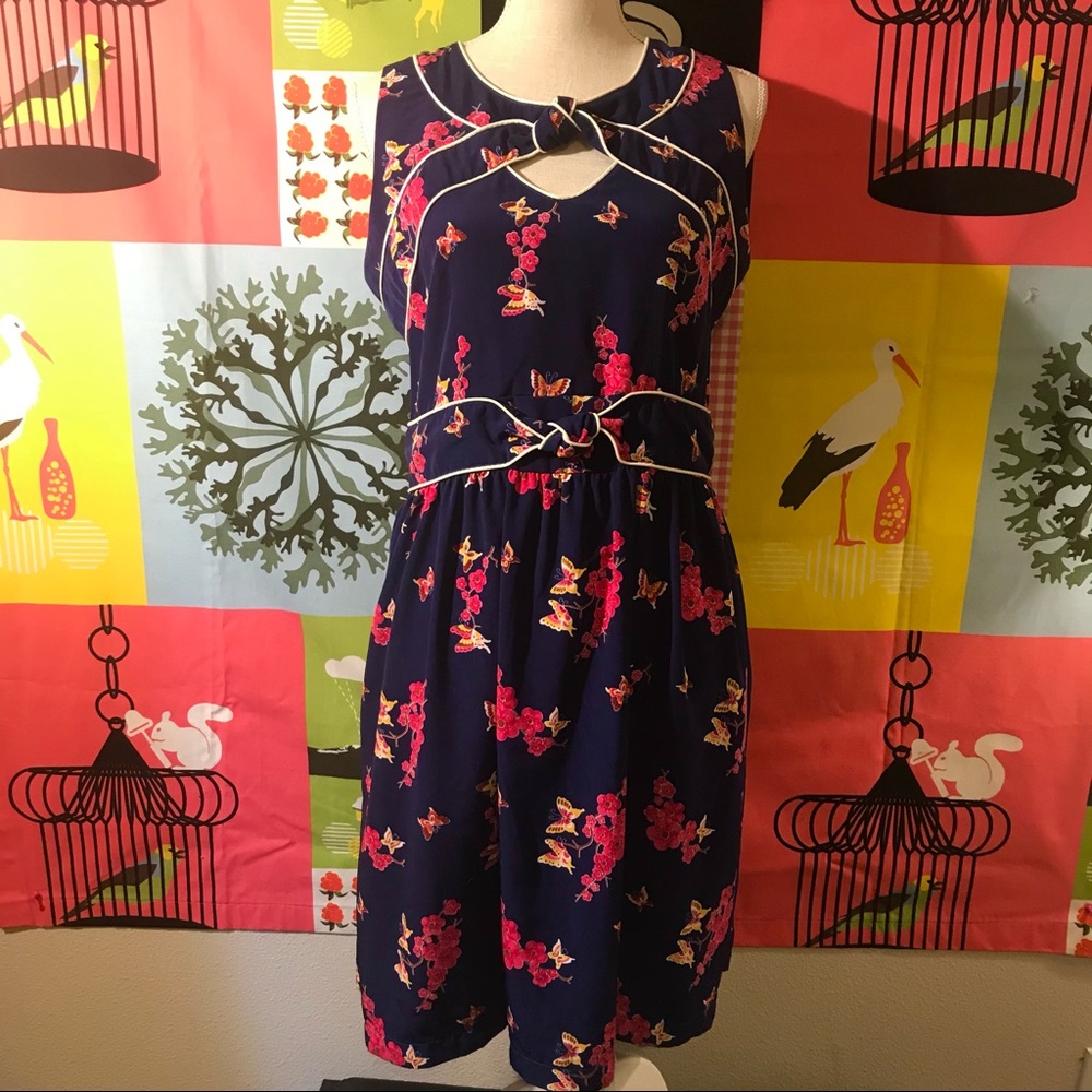 Trollied Dolly Blue Butterfly Cutout Dress Size Large